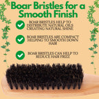 GranNaturals Boar Bristle Slick Back Hair Brush - Large Soft/Medium Smoothing Hairbrush to Style, Polish, & Lay Hair Down Flat to Create a Sleek Frizz Free Hairstyle for Women and Men
