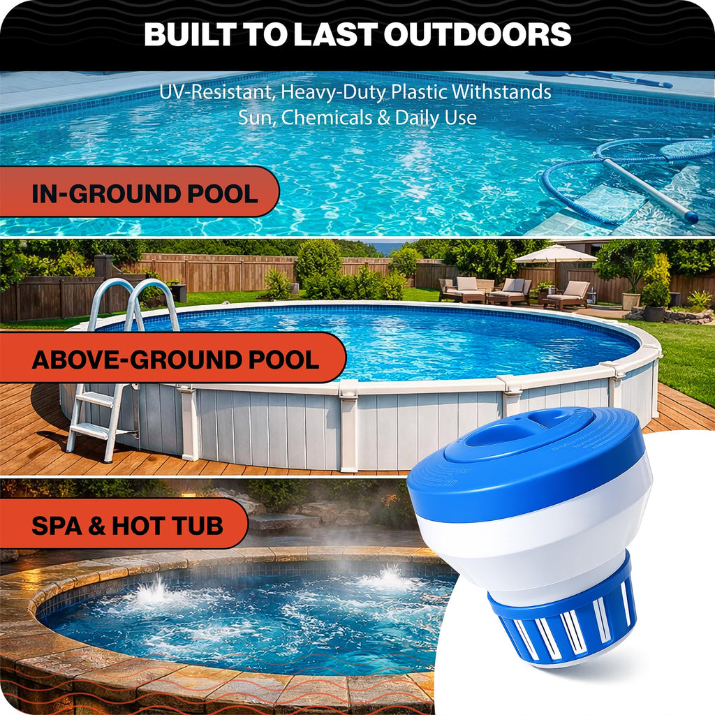 Swimables 3" Chlorine Tablet Floater, Pool Chlorine Floater for 3 Inch Tablets, Floating Dispenser & Pool Chlorine Dispenser, Adjustable Chlorine Floater for Pool, Hot Tub Chlorine Floater & Spas