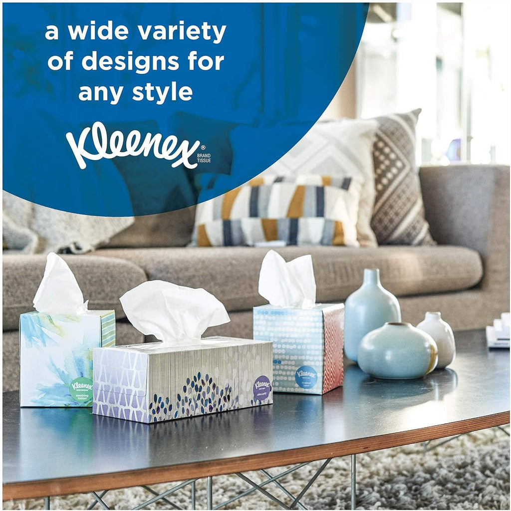 Buy now KLEENEX Ultra Soft Facial Tissue, 3-Ply, White, 8.2 inch x 8.4 inch, 75/Box, 4 Box/Pack - Packaging May Vary (Assorted color and style boxes),Pack of 4, at indiglob india