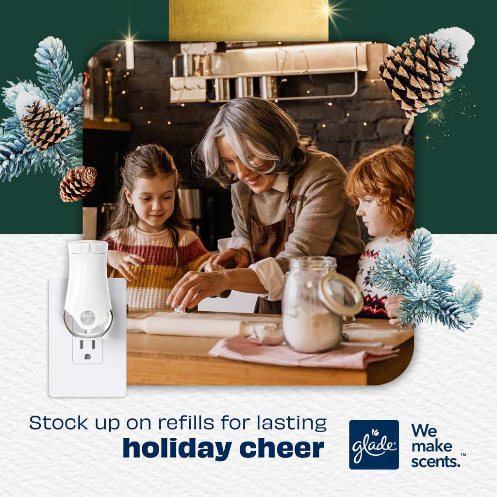 Glade PlugIns Starter Kit, Air Freshener, Twinkling Pine & Cedar, 1.34 fl oz, 1 Warmer + 2 Refills