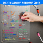 Large Acrylic Magnetic Calendar for Refrigerator, 2in1 Clear Fridge Calendar, Monthly Planning Board with to Do List, for Businees Meetings/Grocery List, 8 Color Markers -14.5''*11.5''