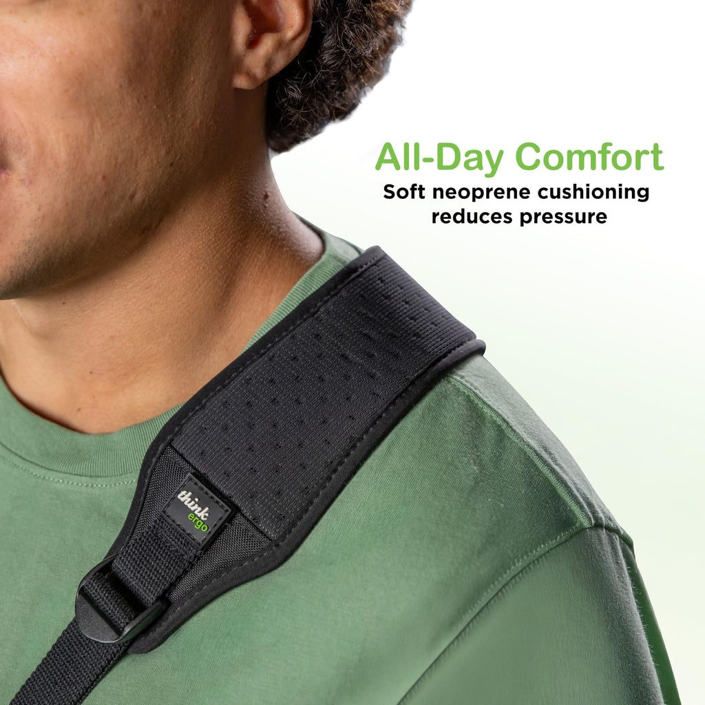 Think Ergo Arm Sling for Shoulder Injury & Rotator Cuff Support – Breathable, Adjustable Arm Sling with Front Buckle, Padded Strap & Thumb Loop, Left or Right Arm, Adult Support