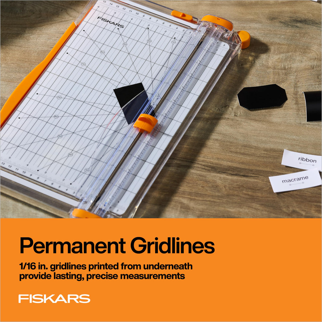Fiskars SureCut Deluxe Paper Cutter, Precise Trimmer Tool, 12" Cut Length