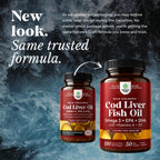Icelandic Cod Liver Oil Softgels - Omega 3 Fish Oil with Vitamin A - 100 Ct | Wild Caught - Paired with EPA , DHA & D3 - Healthy Heart, Brain & Immune Support - 1000 mg Per Serving - 50 Burpless Servings