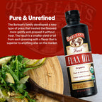 Barlean's Organic Flaxseed Oil, 7640mg ALA Omega-3, Cold-Pressed, 32oz | Fresh cold-pressed flax seeds, ALA omega 3-6-9, Vegan, Non-GMO, Gluten-free, Unrefined, 32 oz value size, Heart & skin