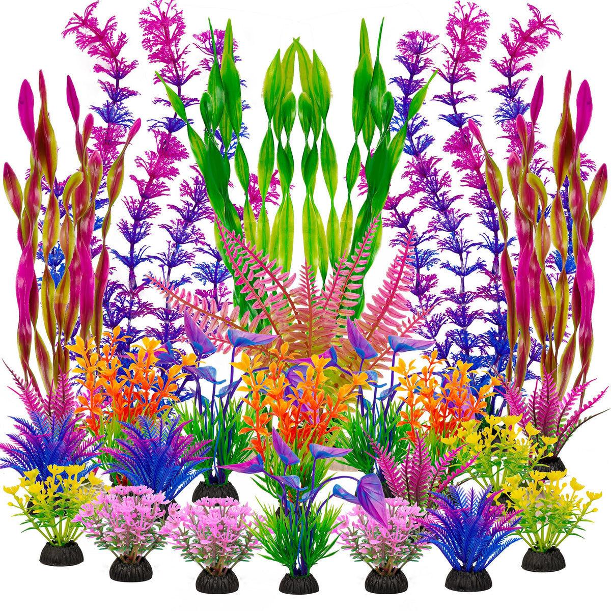Ameliade Artificial Aquarium Plastic Plants Fish Tank Decorations, 25PCS