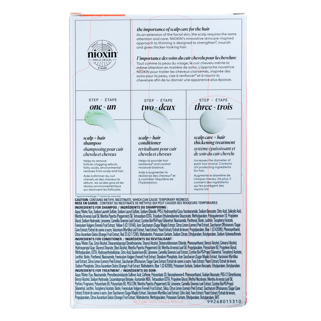 NIOXIN System Kits | Scalp + Hair Thickening | 1 Month Supply | Natural, Colored & Damaged Hair with Light to Progressed Thinning | Strengthen & Boost Hair Density with Niacinamide & Biotin