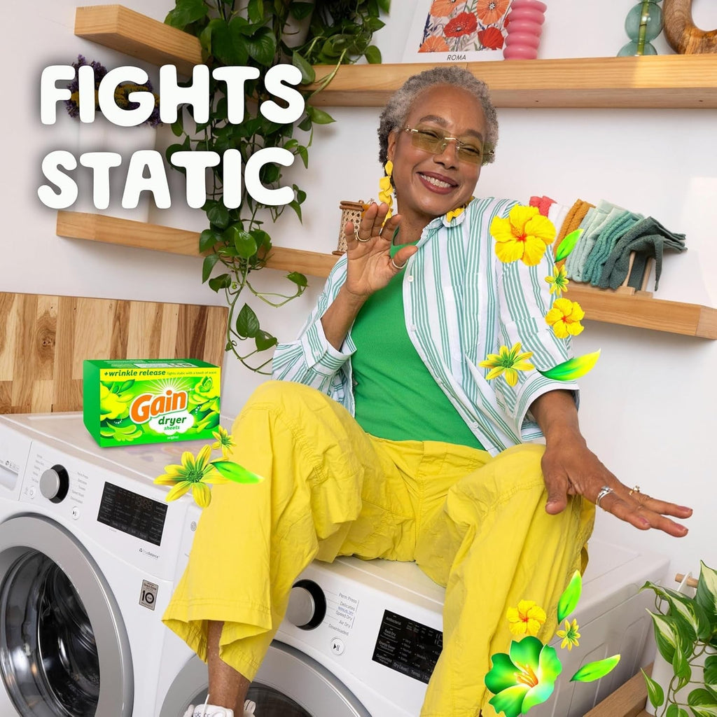 Buy now Gain Dryer Sheets Plus Wrinkle Release, Original Scent, 240 Count, Fights Static With a Touch of Scent, Laundry Sheets at indiglob india