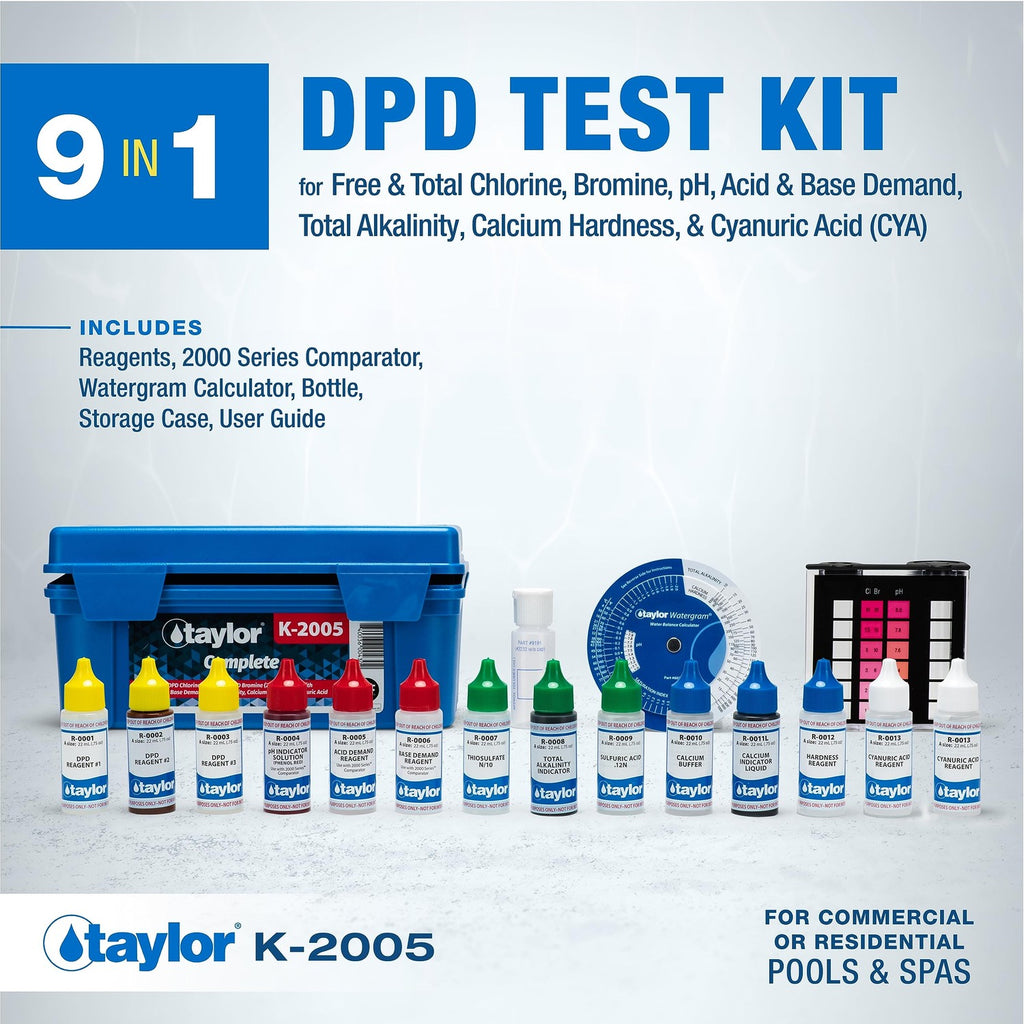 Taylor Technologies K-2005 DPD, 9-in-1 Complete Pool Test Kit