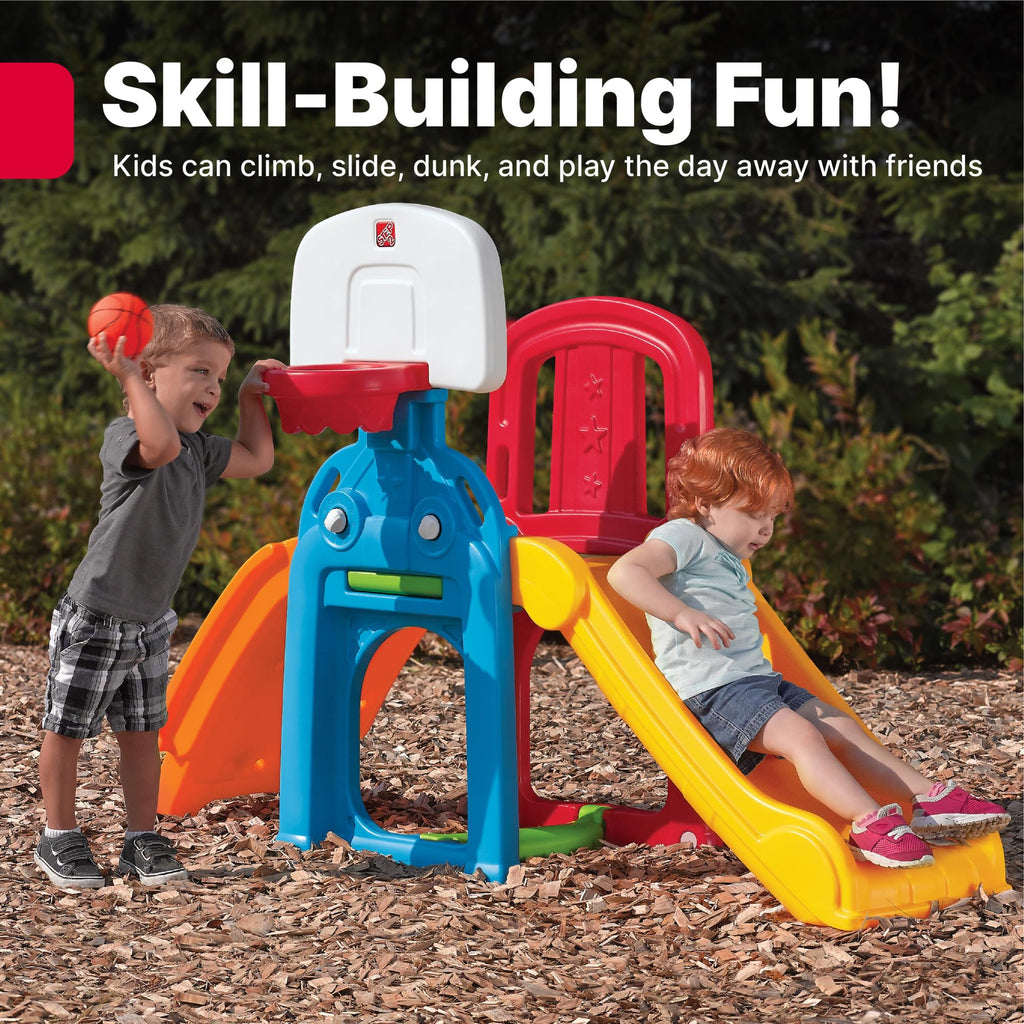 Buy now Step2 Game Time Sports Climber, Kids Indoor/Outdoor Playset, Backyard Playground Set, Slide, Climbing Wall, Basketball Hoop, Outside Jungle Gym, For Toddlers 2-6 Years Old at indiglob india