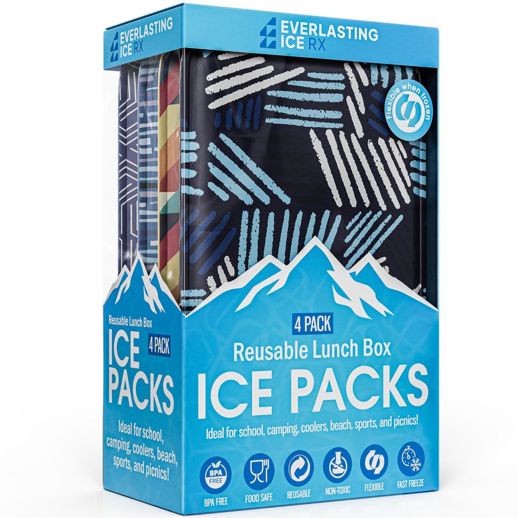 Reusable Ice Packs for Lunch Box and Coolers, Soft Flexible BPA Free 4 Pack