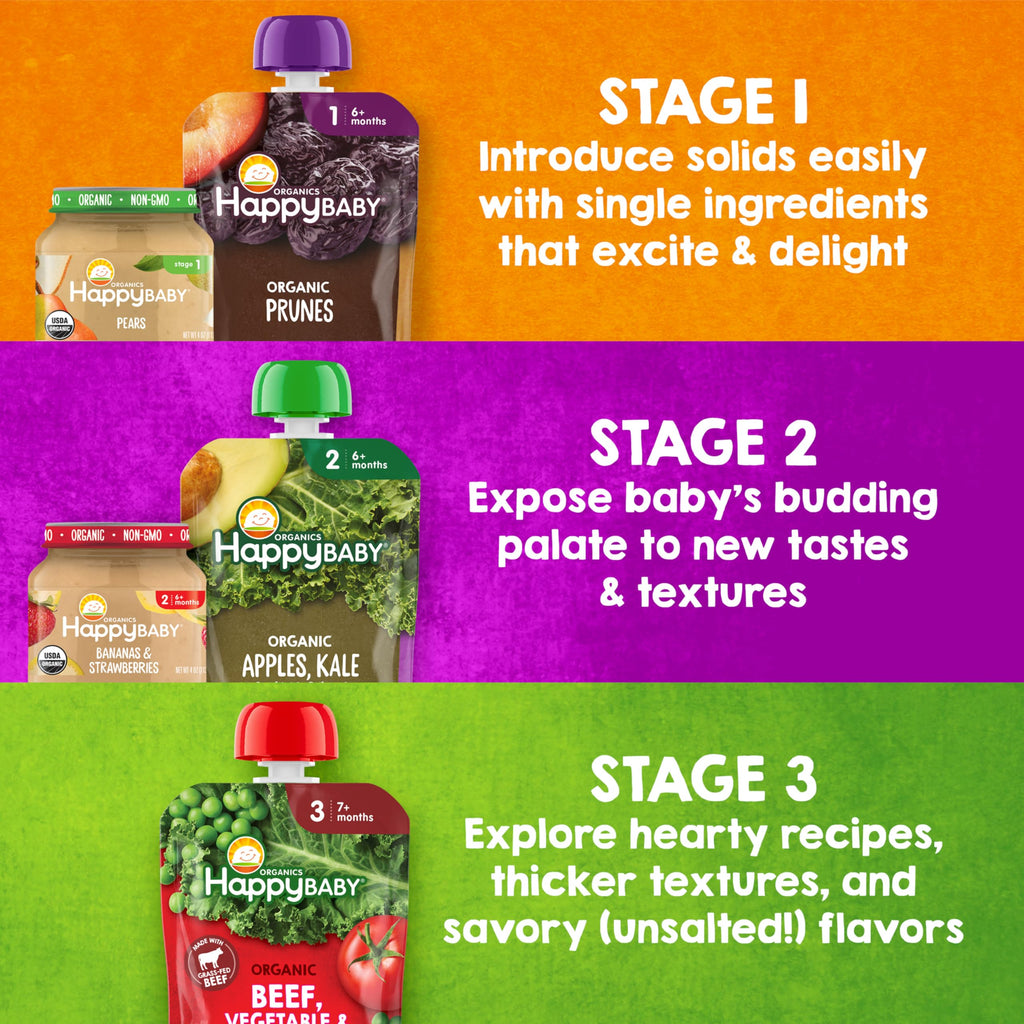 Happy Baby Organic Stage 2 Pears & Prunes Baby Food, 4 OZ