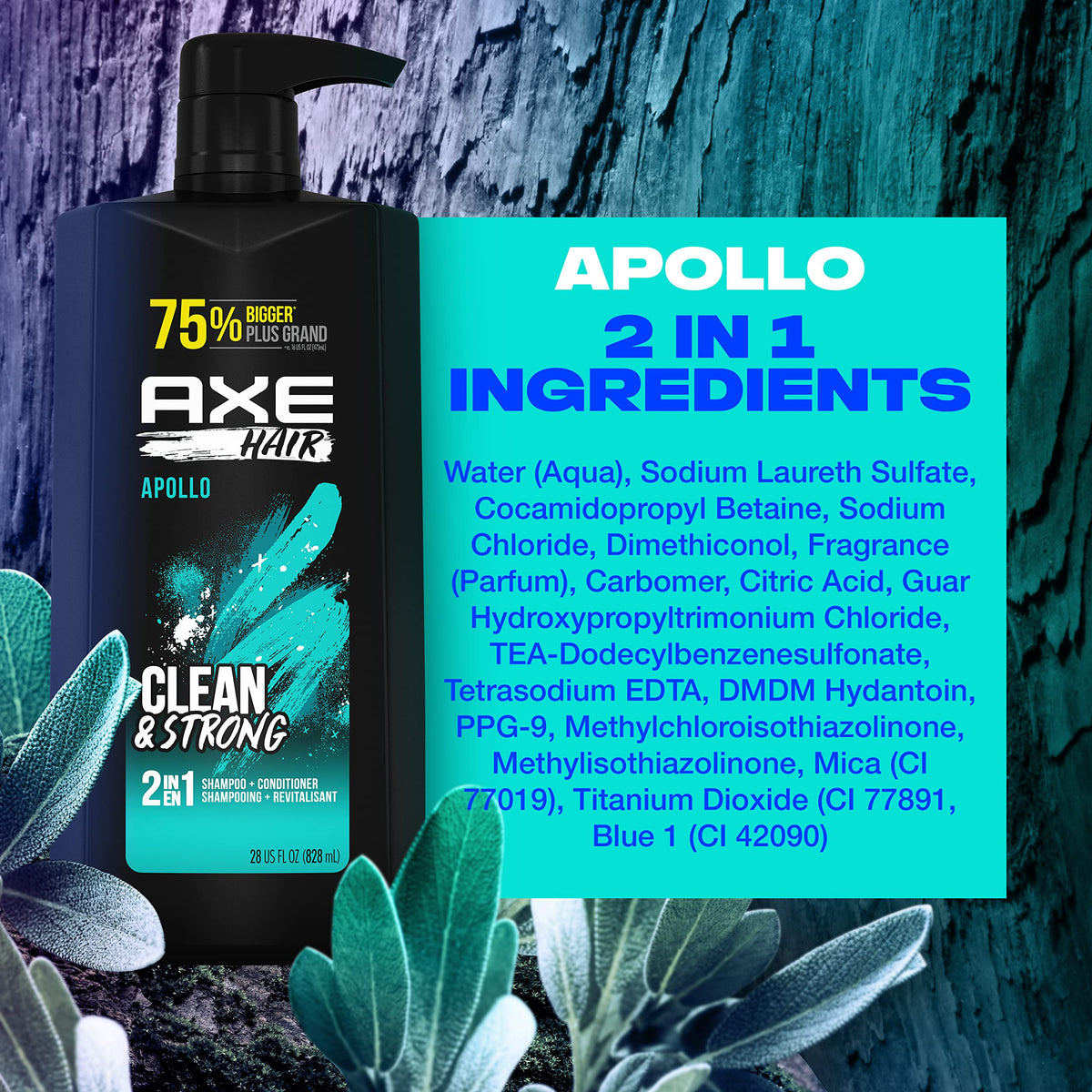 AXE 2-in-1 Shampoo & Conditioner Apollo Wash & Care 28 oz 4 Count