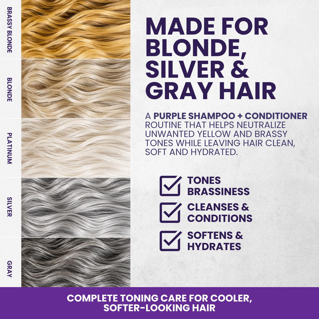 Tea Tree Purple Shampoo and Conditioner Set for Blonde, Silver & Gray Hair, Anti-Brass Toning & Brightening, Refreshes and Hydrates Scalp & Hair, Sulfate-Free Botanical Formula