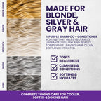 Tea Tree Purple Shampoo and Conditioner Set for Blonde, Silver & Gray Hair, Anti-Brass Toning & Brightening, Refreshes and Hydrates Scalp & Hair, Sulfate-Free Botanical Formula