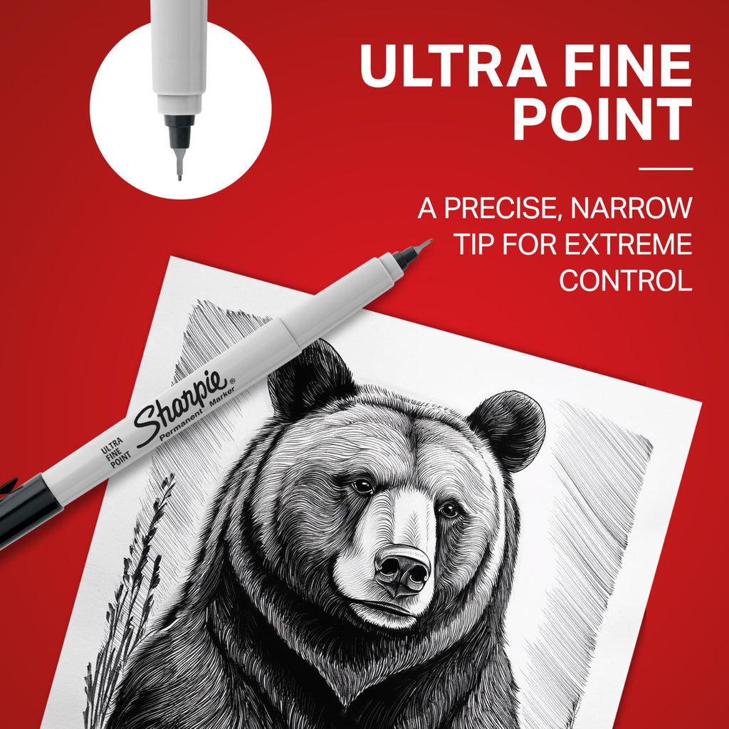 Sharpie Permanent Markers, Ultra Fine Point, Black, 5 Count - Home, School, Office Supplies