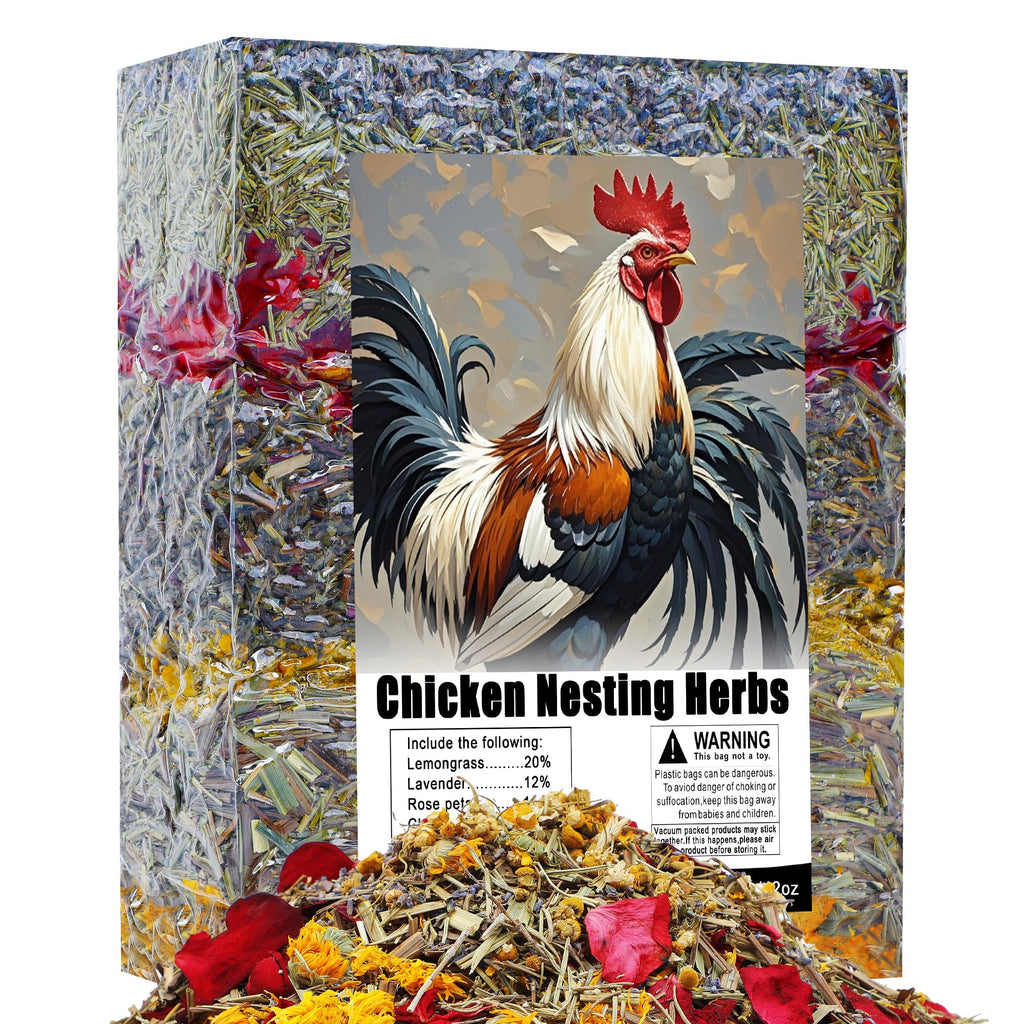 42 oz Chicken Nesting Herbs Flowers Vacuum-Packed,2.6 lb Premixed 7 Dried Herbs Natural Nesting Box Herbs for Freshening Coop Chicken Dust Bath Increase Egg Production