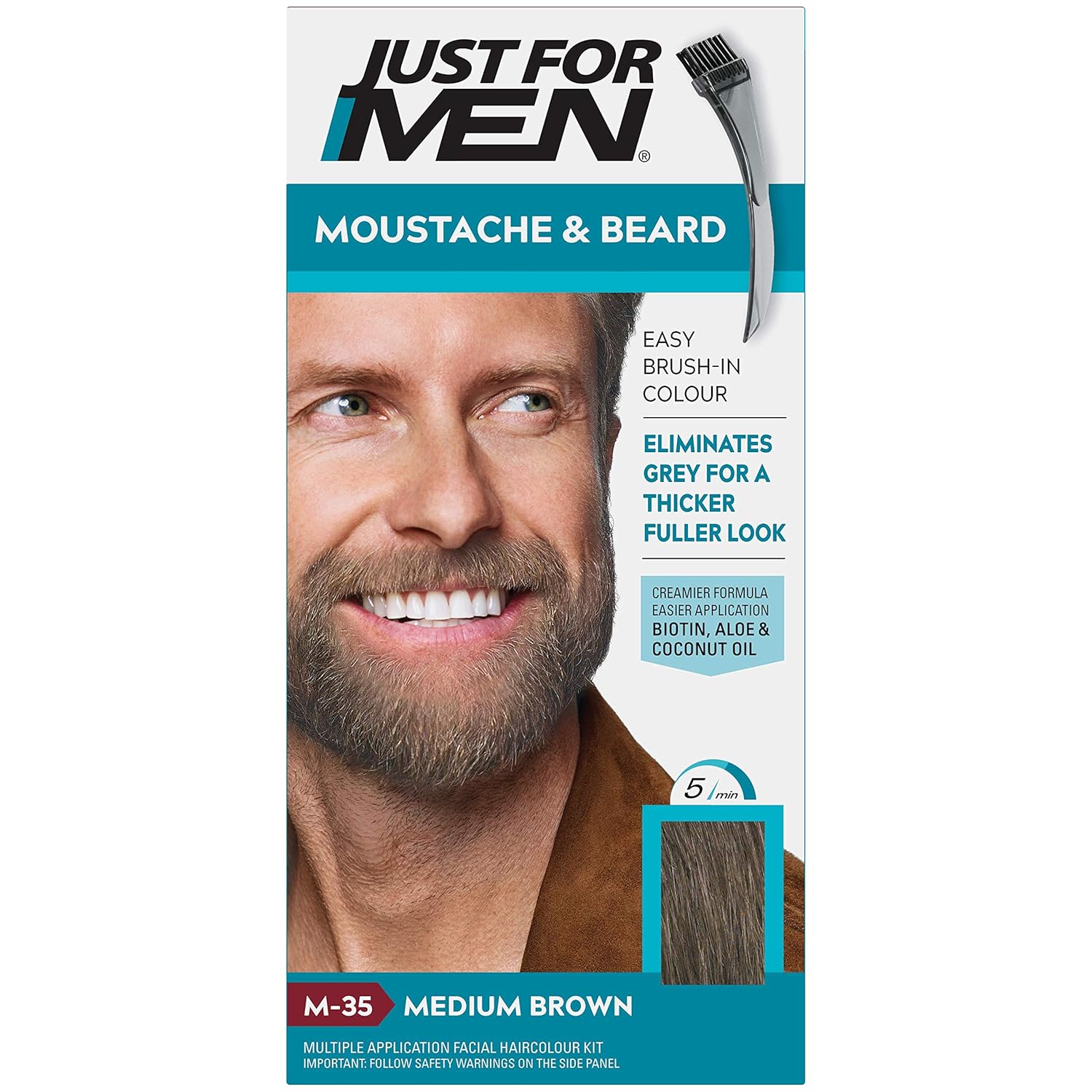 Buy now JUST FOR MEN Color Gel Mustache & Beard M-35 Medium Brown 1 ea at indiglob india