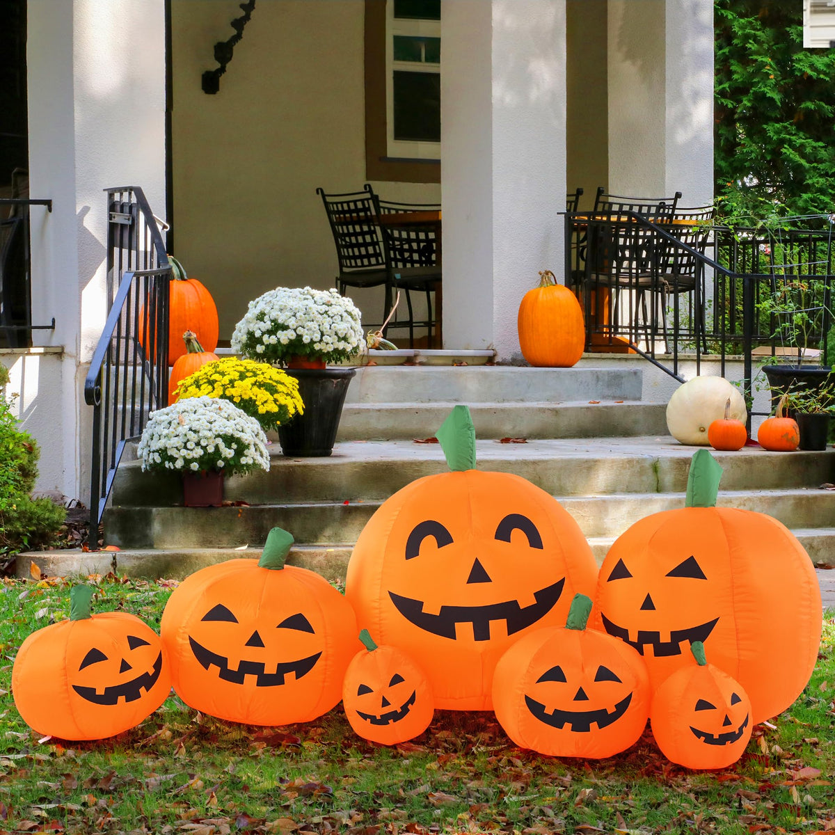 GIGALUMI 7.5FT Halloween Inflatable Outdoor Decoration Pumpkin(Cold White)