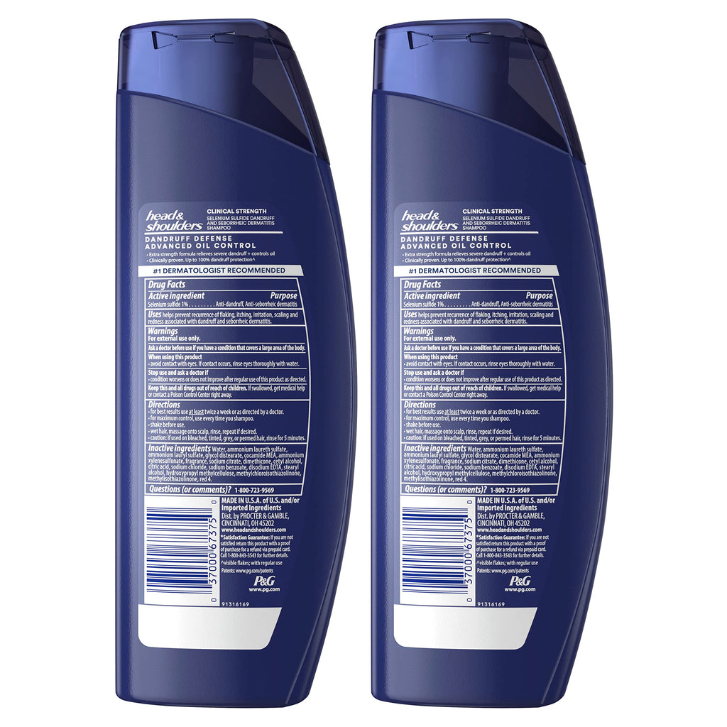 Head & Shoulders Clinical Strength Advanced Oil Control Anti-Dandruff Shampoo Twin Pack, 1% Selenium Sulfide, 13.5 fl oz Each