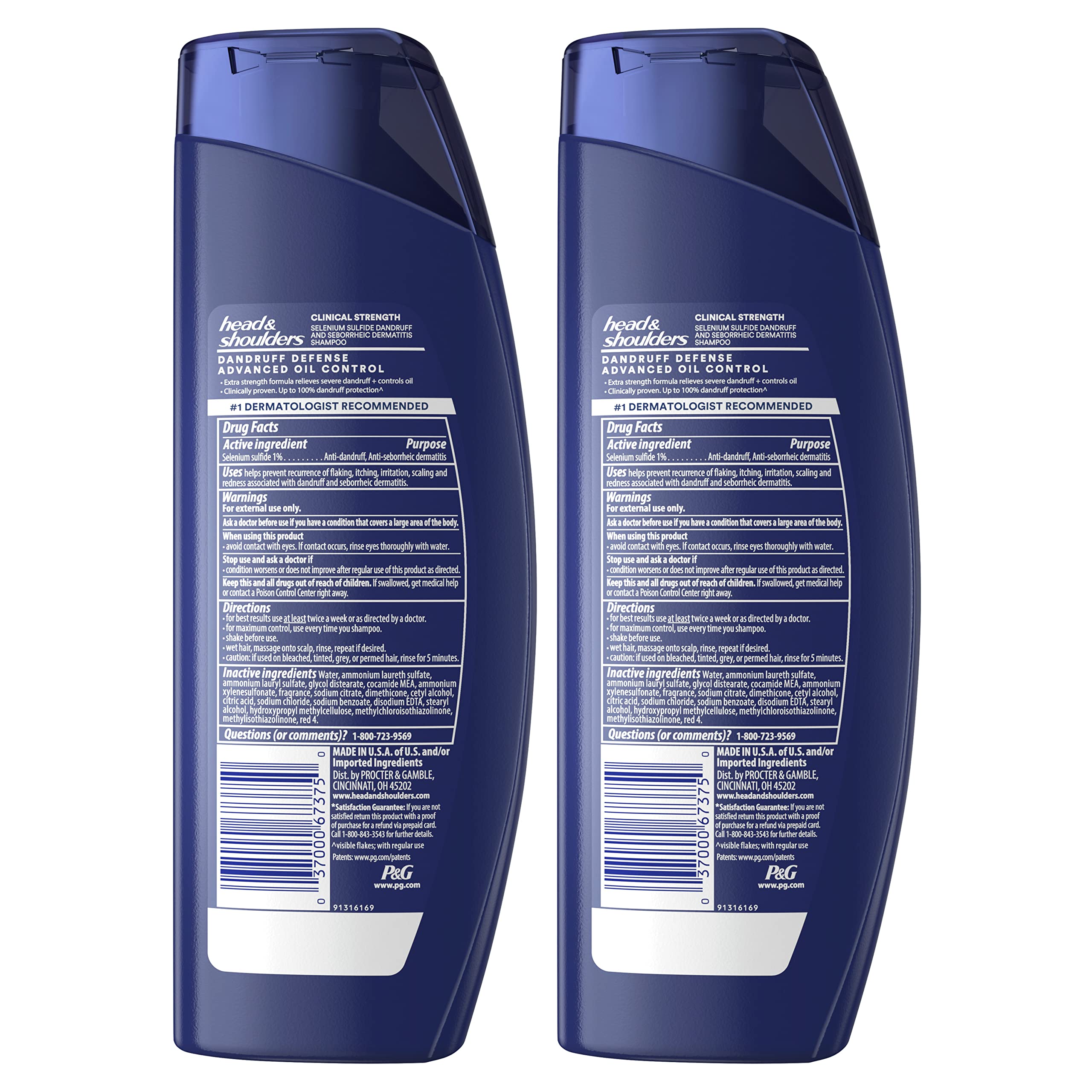 Head & Shoulders Clinical Strength Advanced Oil Control Anti-Dandruff Shampoo Twin Pack, 1% Selenium Sulfide, 13.5 fl oz Each
