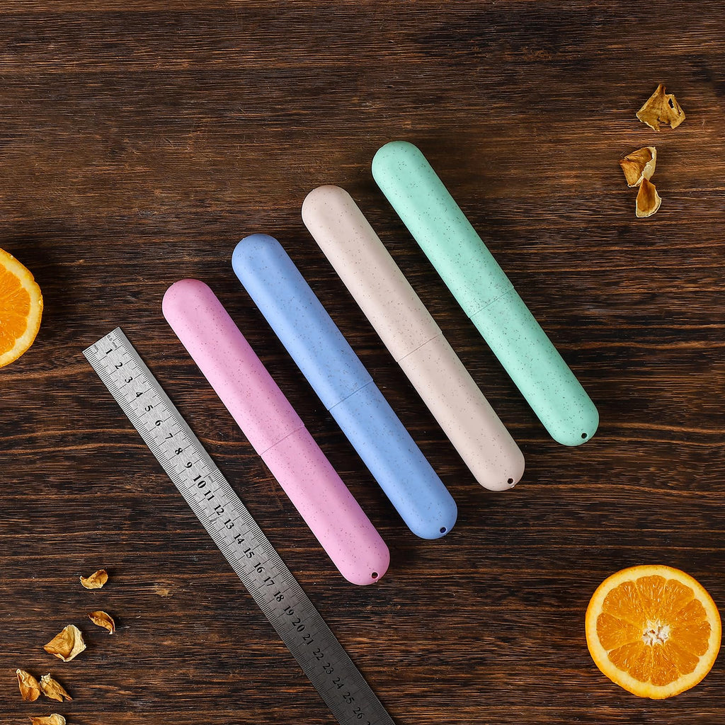 Muslih 4 Pack Toothbrush Travel Case, Toothbrush Holder with Ventilation Holes, for Travel, Home, Business, School, Camping