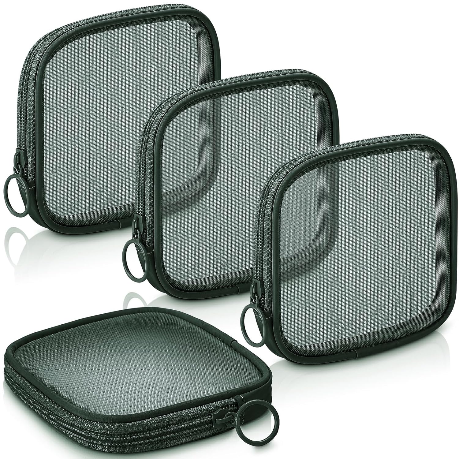 Buy now Weewooday 4 Pcs Mesh Makeup Bag Mesh Cosmetic Bag Travel Toiletry Pouch with Zipper Mini Makeup Cosmetic Purse for Daily Accessory(Small,Black) Small Olive Green at indiglob india