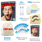 KENASHII Nose Wax Kit | 100 g Wax, 24 Applicators | The Original & Best Nose and Ear Hair Removal Kit from Kenashii | Nasal Waxing For Men and Women | Includes Balm Wipes, Mustache Guards, Storage Bag