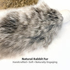 2 Pack Natural Rabbit Fur Cat Toy Refills – Silent Interactive Cat Toys for Indoor Cats, Handmade Replacement Heads with Secure Connector for Cat Wand Toys