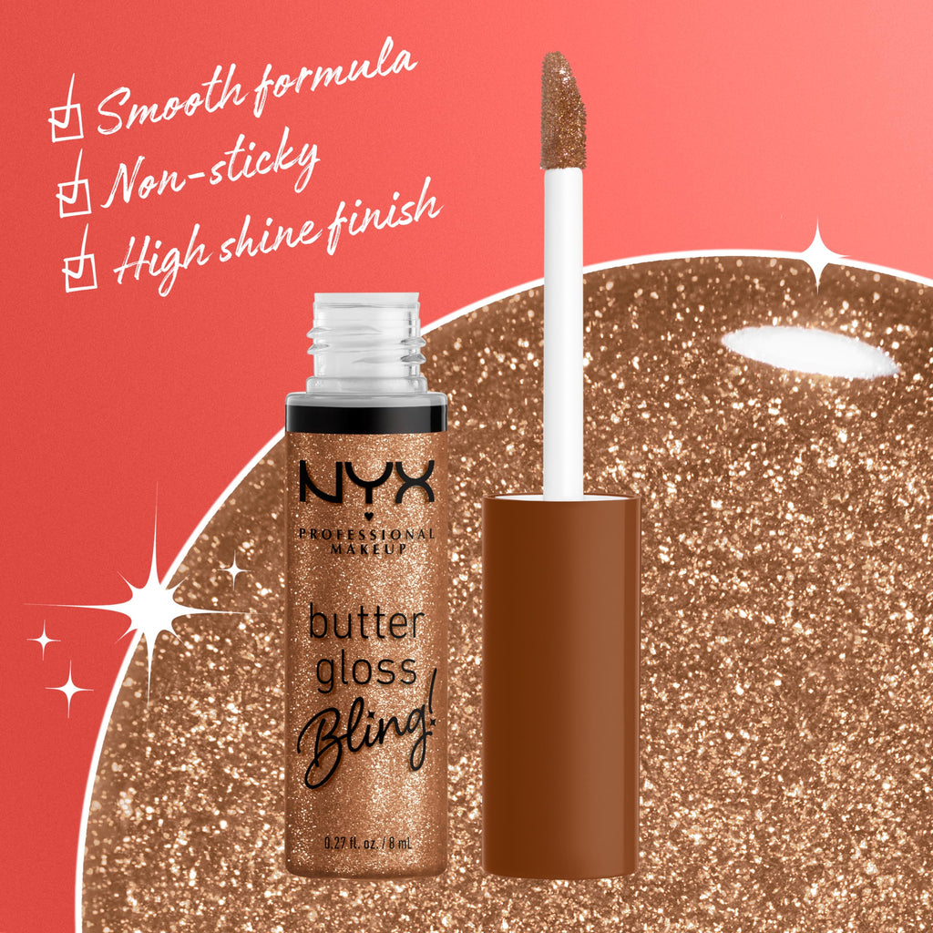 Buy now NYX PROFESSIONAL MAKEUP Butter Gloss Bling Lip Gloss, Non Sticky and Shiny Vegan Lip Makeup - Shimmer Down at indiglob india