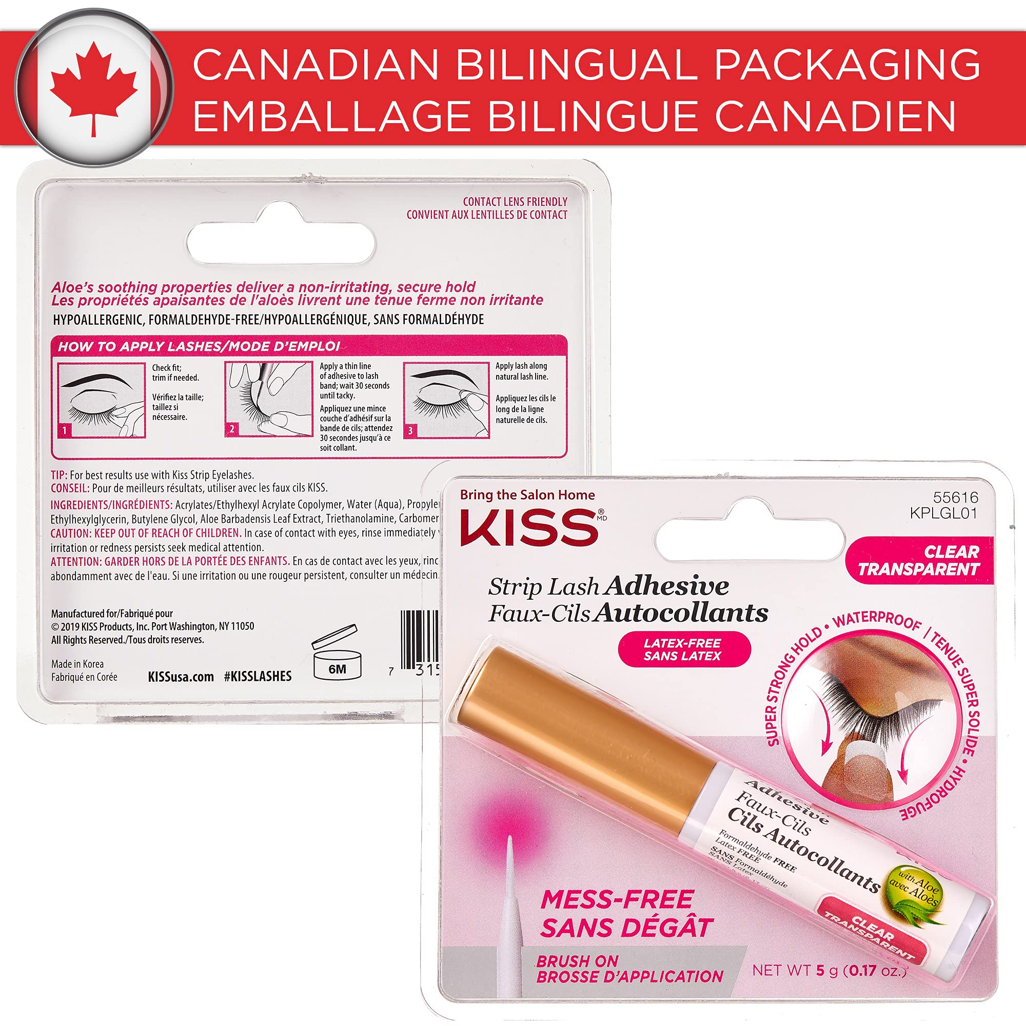 Buy now KISS Lash Adhesive, Lash Glue, 24hr Strip Eyelash Adhesive, Clear, Includes Lash Adhesive, Long Lasting Wear, Can Be Used with Strip Lashes and Lash Clusters at indiglob india