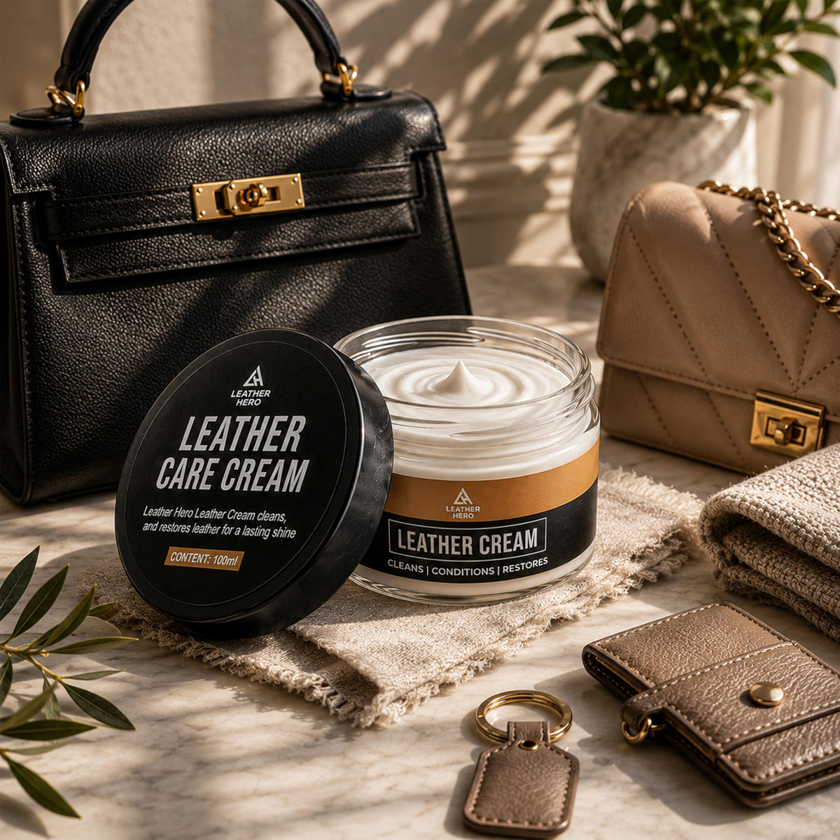 Leather Hero 2-in-1 Purse Cleaner & Conditioner – Leather Cream for Handbags, Designer Bags, Faux & Saffiano Leather – Non-Greasy, Won’t Darken, Safe for Purses, Jackets & More