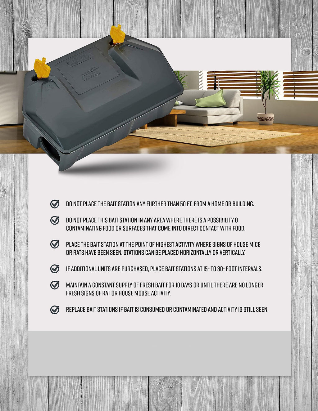 Rat Bait Station Outdoor with Key, Tamper-Resistant Rodent Bait Station, Weather-Resistant Outdoor Bait Box for Indoor Use, 2 Pack (Bait Not Included)