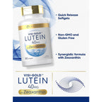 Carlyle Lutein and Zeaxanthin Supplement | 40mg | 180 Softgels | Pills for Eyes | Eye Health Vitamins | Visi-Gold | Non-GMO and Gluten Free