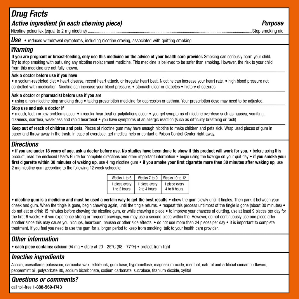 Nicorette Nicotine Gum 2mg, Quit Smoking Aid, Cinnamon Surge, 100 Ct, 2 Pk