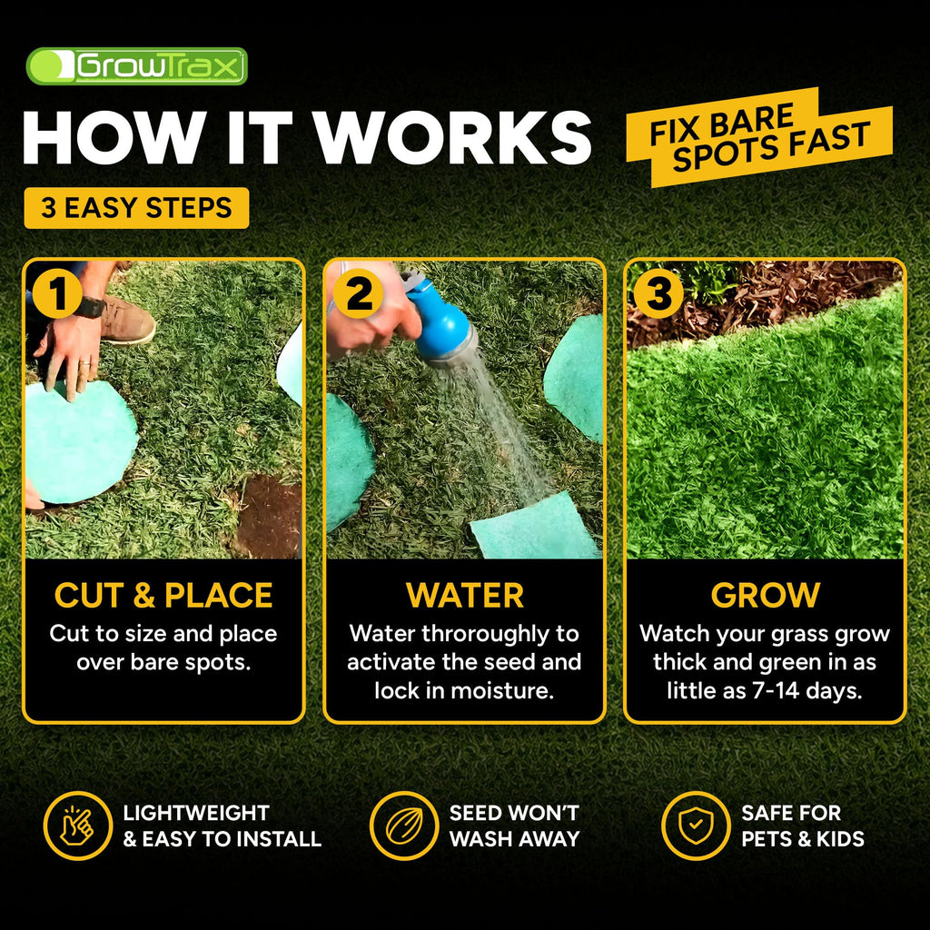Growtrax Biodegradable Grass Seed Mat - 50 Sq Ft Bermuda Rye
