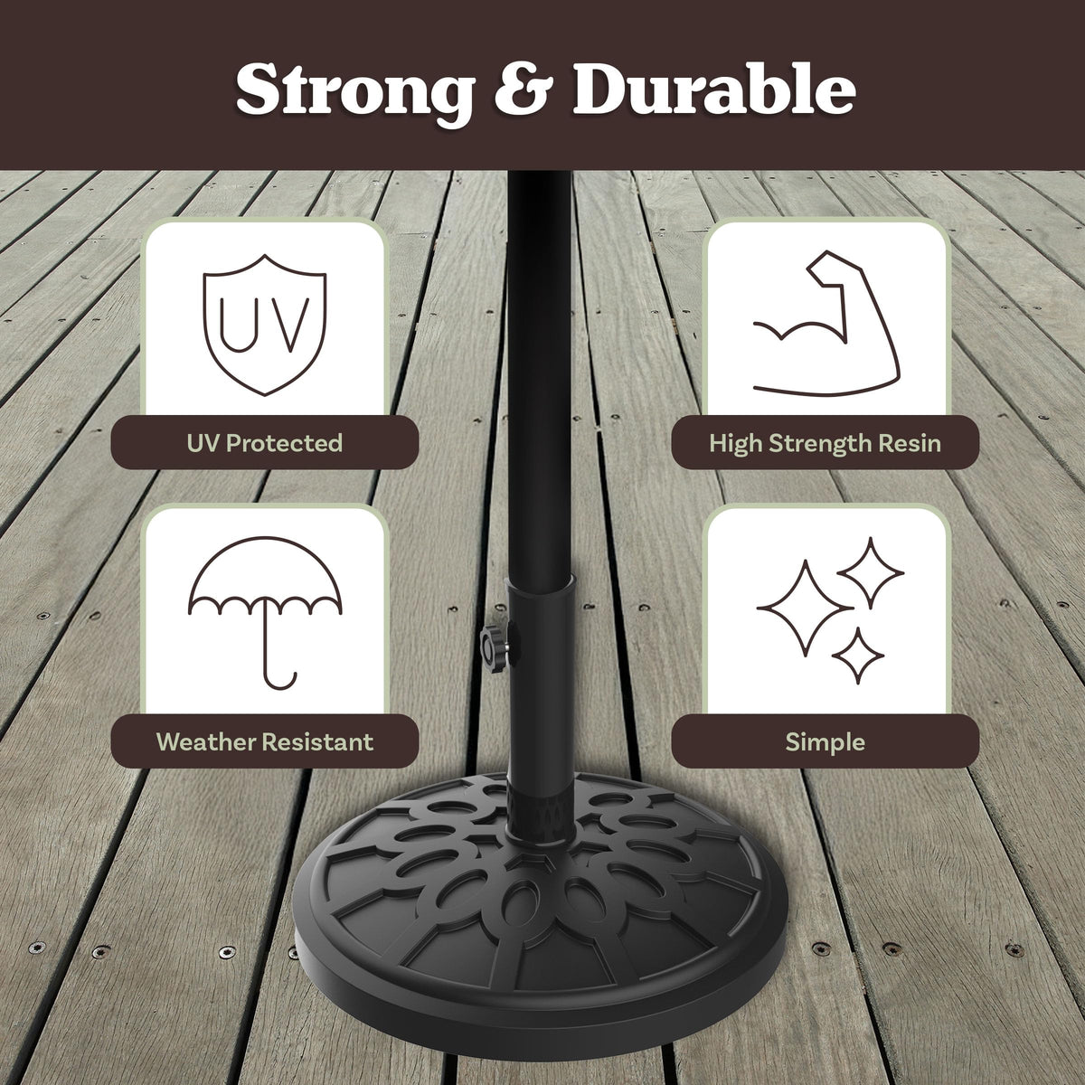 Pure Garden Outdoor Umbrella Base, 19lb, Black