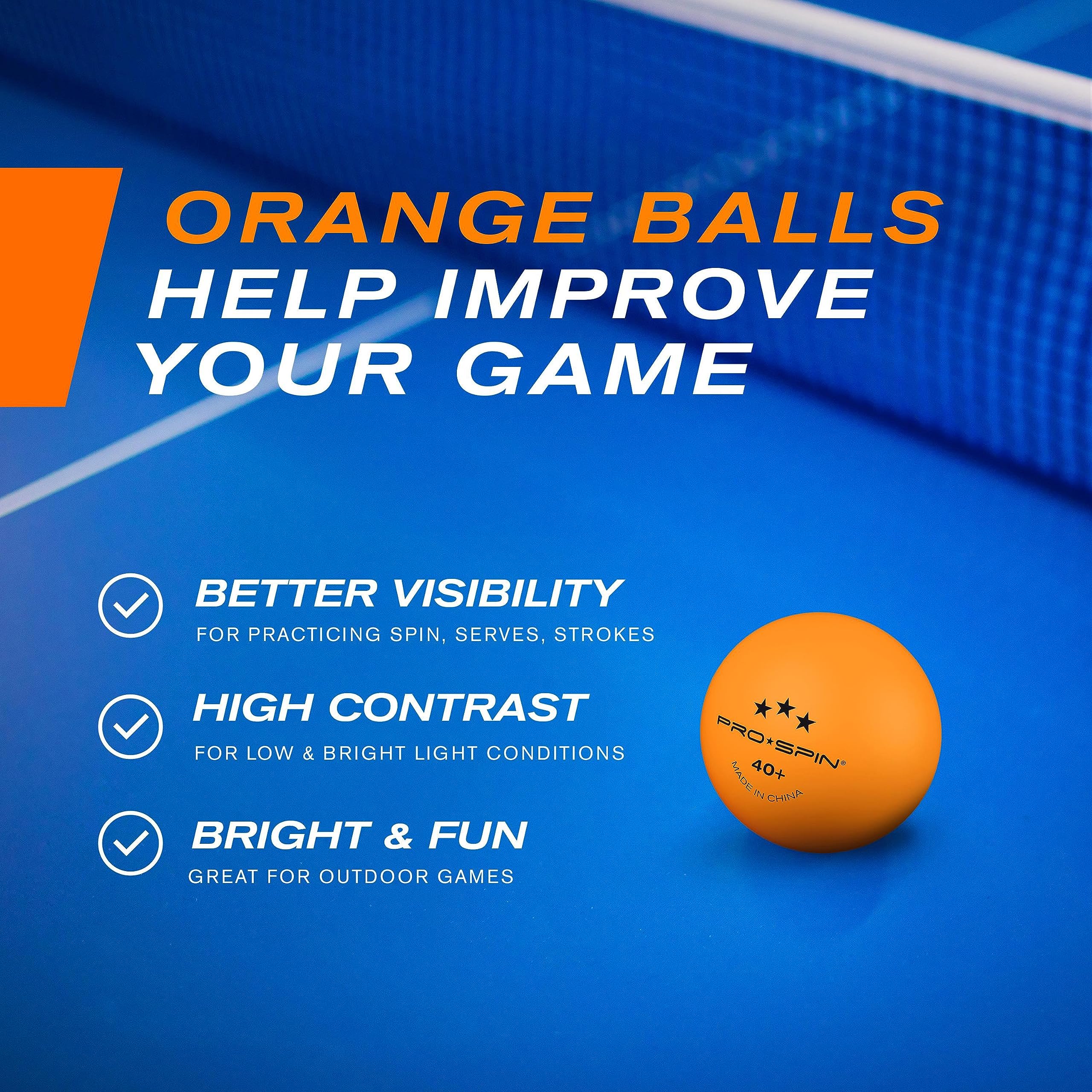 Buy now PRO-SPIN Ping Pong Balls - 3-Star Premium Orange Table Tennis Balls | High-Performance 40+ ABS Professional Quality | Ultimate Durability for Indoor & Outdoor Ping Pong Tables at indiglob india
