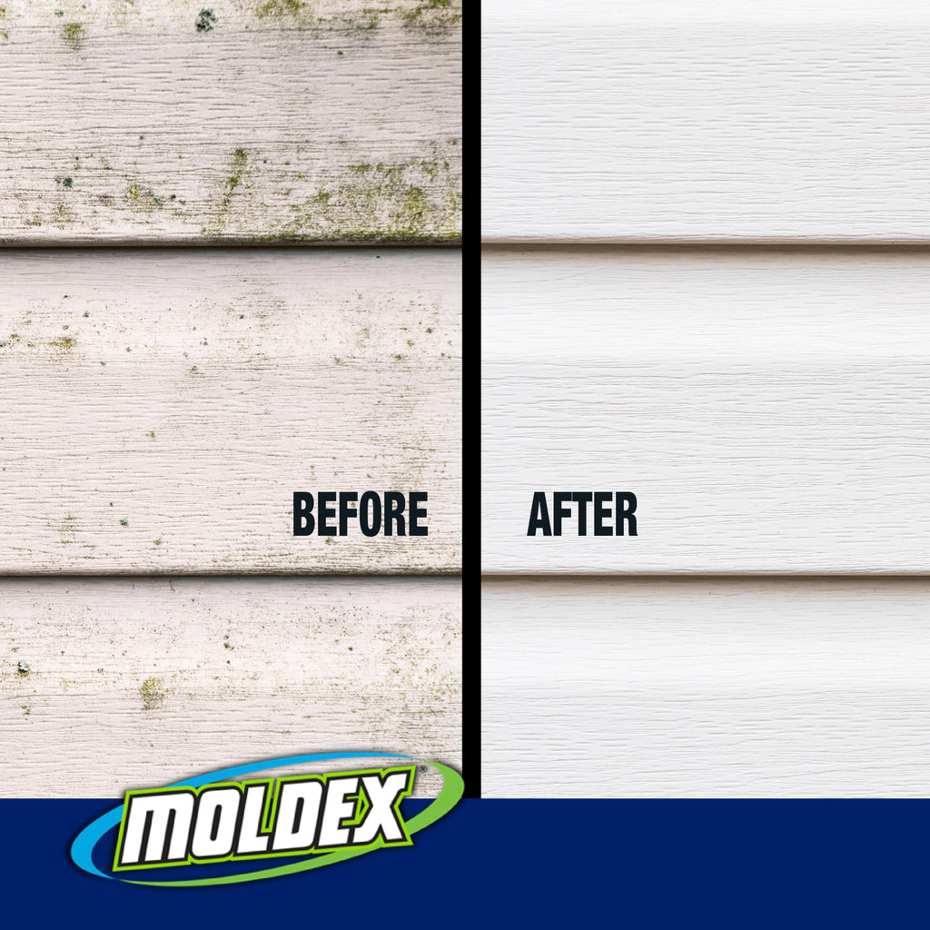 Moldex® Instant Outdoor Cleaner with Bleach and Hose End, 64 oz – Fast Acting Spray for Mold and Mildew Stains on Siding, Decks, Fences and Exterior Surfaces