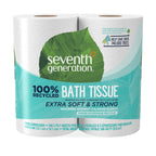 Seventh Generation Bath Tissue Toilet Paper Chlorine Free 2 Ply Toilet Paper 100% Recycled Paper 4 Count (Pack of 1)