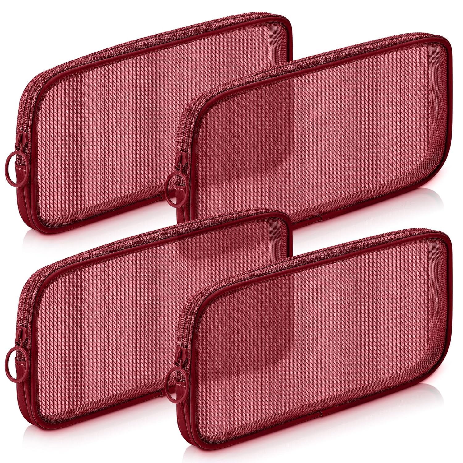 Buy now Weewooday 4 Pcs Mesh Makeup Bag Mesh Cosmetic Bag Travel Toiletry Pouch with Zipper Mini Makeup Cosmetic Purse for Daily Accessory(Small,Black) Medium Claret at indiglob india