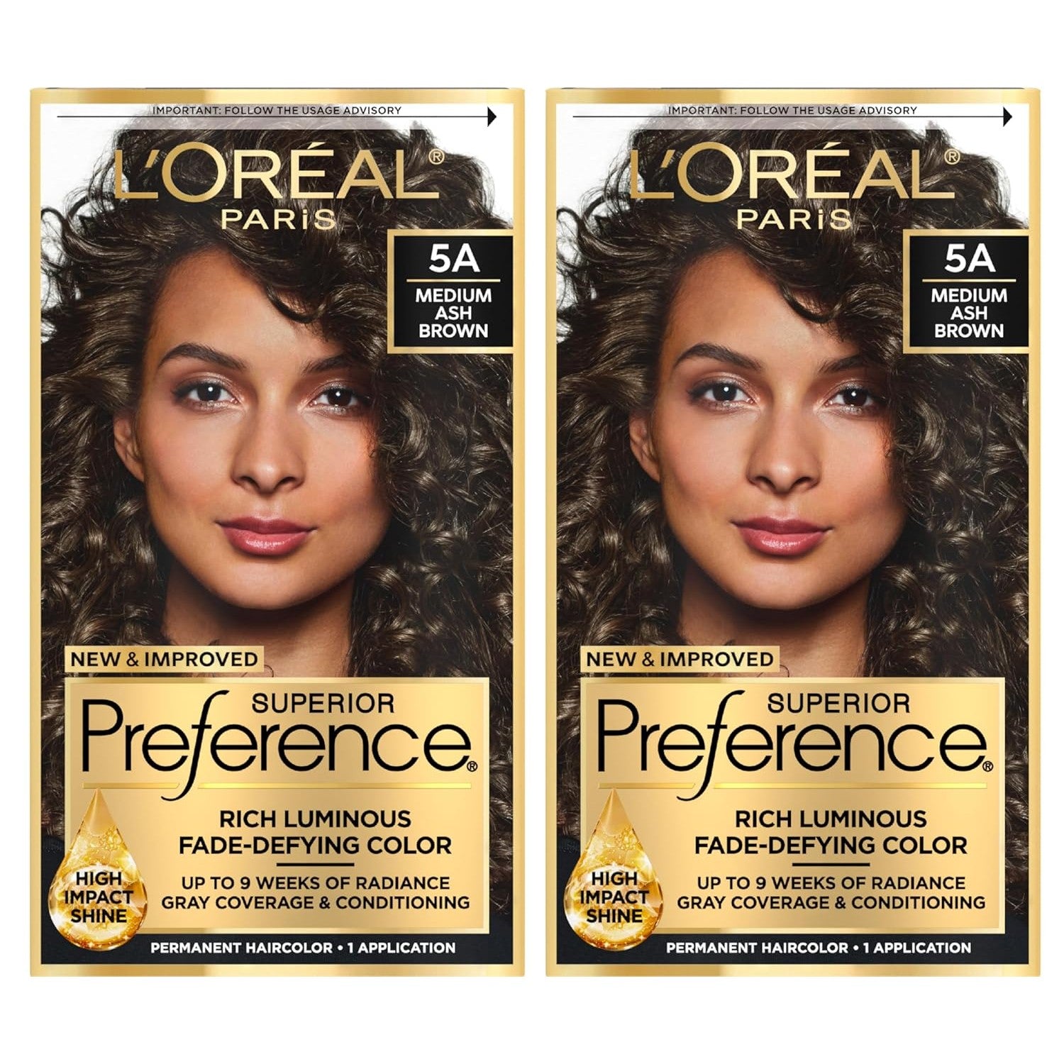 Buy now L'Oreal Paris Superior Preference Luminous Fade-Defying Permanent Hair Color, Hair Dye For Up to 9 Weeks of Radiance, Light Ash Blonde 9A, 1 Hair Dye Kit 5A Medium Ash Brown 1 Count (Pack of 2) at indiglob india