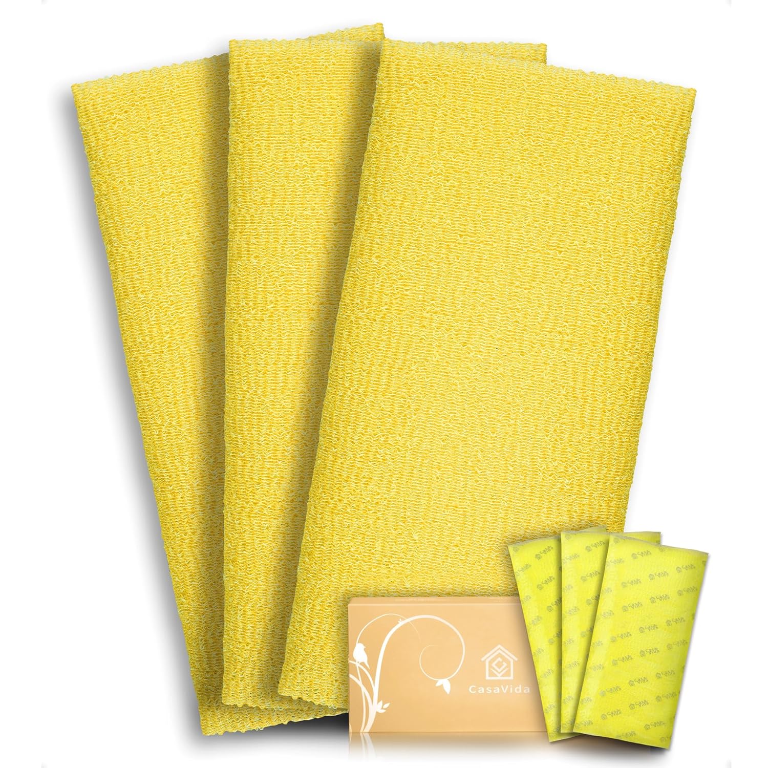 Buy now CASAVIDA Exfoliating Washcloth Back Scrubber for Shower Exfoliating Body Scrubber Japanese Beauty Washcloth African Net Sponge Bath Korean Loofah Towel Wash Cloth Shower Scrub Towel 3 Pack (Pink x 3) Yellow x 3 at indiglob india