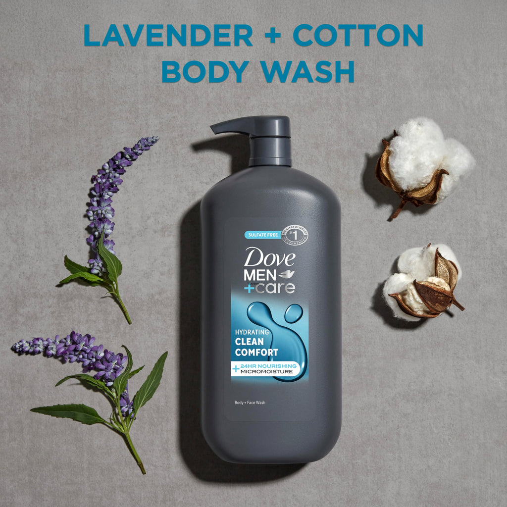 DOVE MEN + CARE Body & Face Wash Clean Comfort Men's Body Wash with 30 oz | For dry skin, Helps hydrate and smooth skin, With Micro moisture technology, For daily showers, Clean Comfort scent