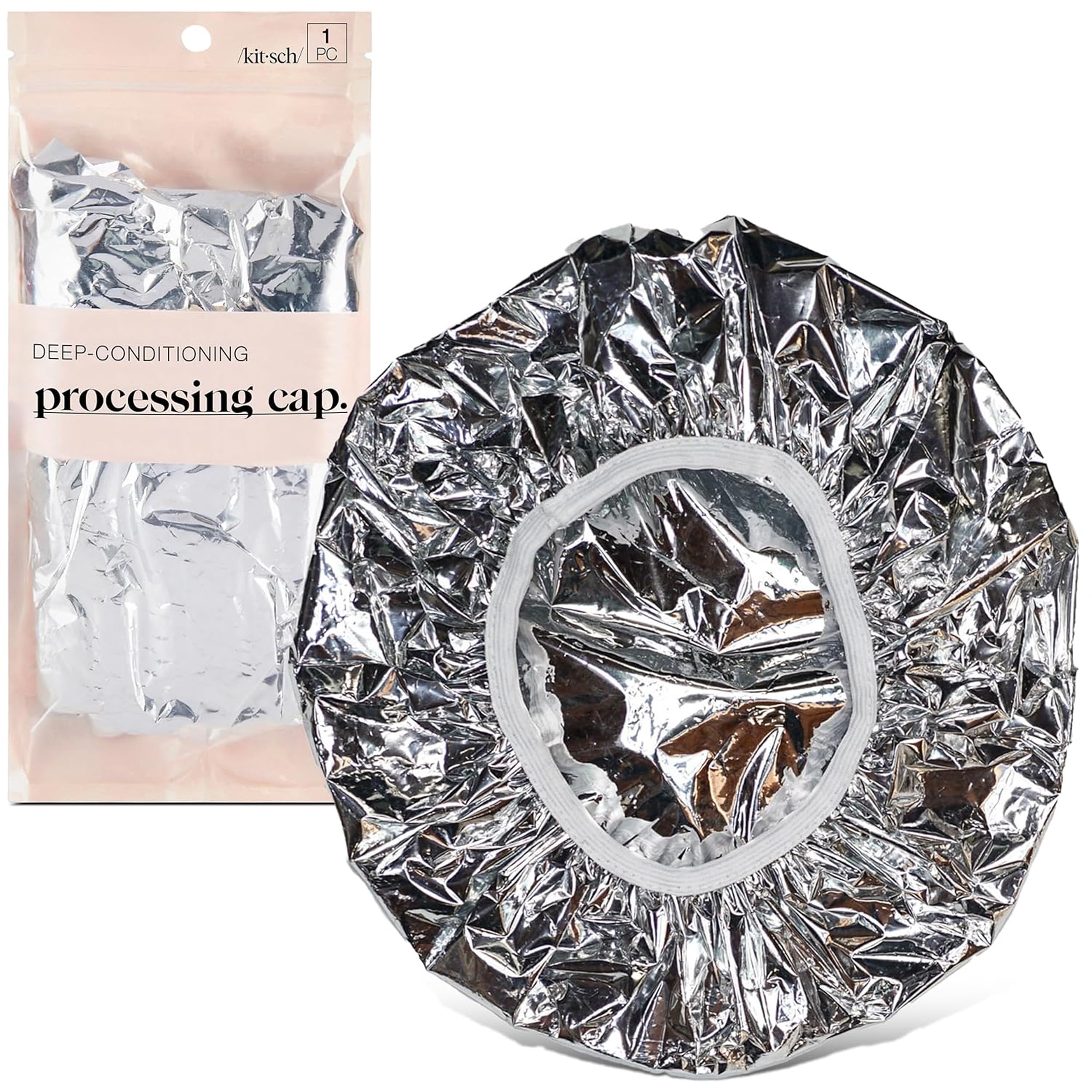 Buy now Kitsch Aluminum Foil Heat Cap for Deep Conditioning - Reusable Hair Streamer For Coloring, Perm & Treatment, Heat Cap with Elastic Band, Processing Caps for Hair, Shower Caps for Sauna, Shower & Spa at indiglob india