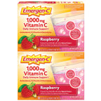 Emergen-C 1000mg Vitamin C Immune Support Powder, Raspberry, 60 ct | B Vitamins for Energy, Zinc and Manganese, Electrolytes, Natural Flavor, Caffeine Free, Vitamin D