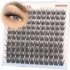 PHKERATA Spider Lash Clusters Natural Eyelash Clusters, Fluffy D Curl Cluster Eyelash Extensions, 12-14-16mm Wispy Individual Lashes with Soft Thin Band