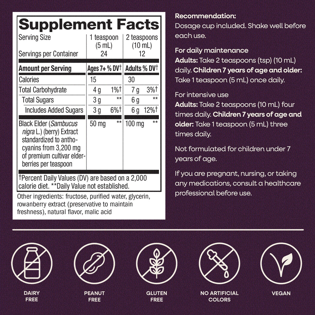 Nature's Way Sambucus Traditional Elderberry Immune Support* Syrup, 4 fl oz | Traditional Immune Support* with Highly Concentrated Black Elderberry Extract & Superfood Antioxidants, Adults & Kids 7+