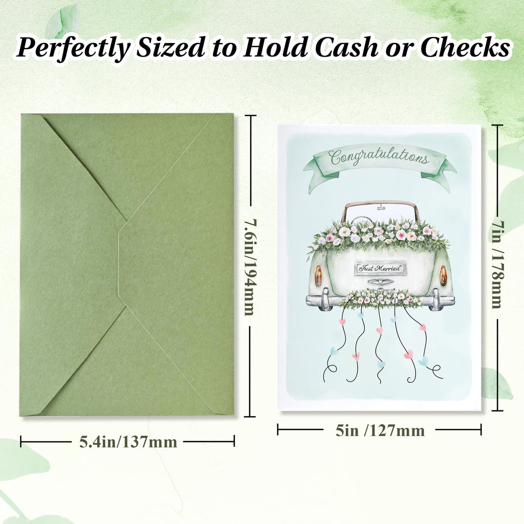 Wedding Card for Bride and Groom-Elegant Bridal Shower & Engagement Card, Congratulations Greeting Card for Bride to Be, Wedding Gifts for Couples(Getaway Car)