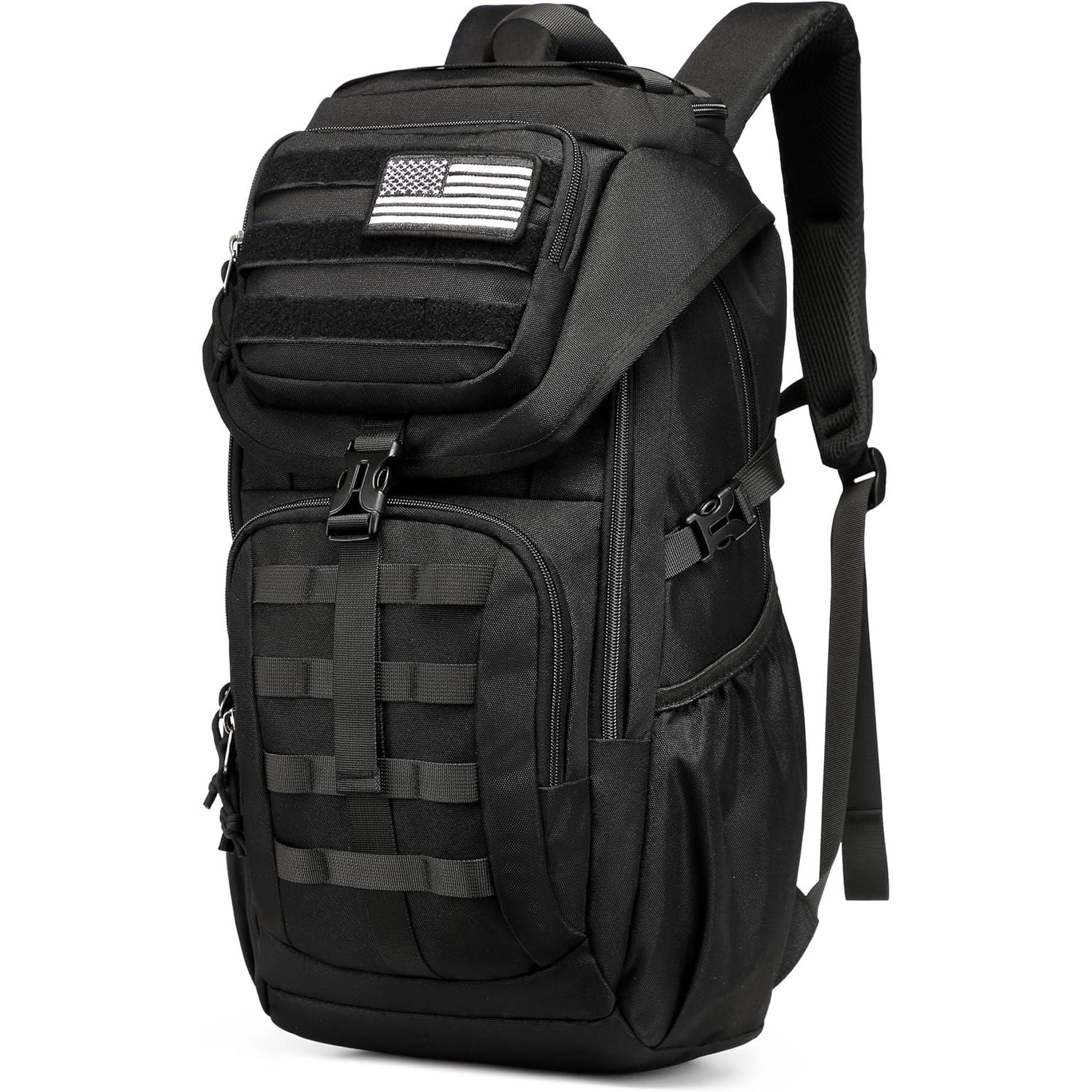 Buy now Wotony military tactical backpack nylon military MOLLE backpack 3-day Assault bag 27L backpack for men, used for outdoor hiking, camping and hunting (All black) 25L Black at indiglob india
